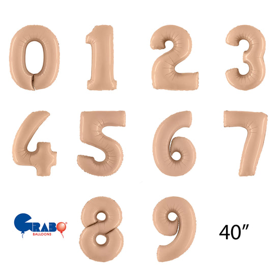 Grabo Foil Balloon Satin Nude 40" Numbers 0 - 9