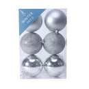 Shatterproof Baubles Silver 8cm 6 Pack