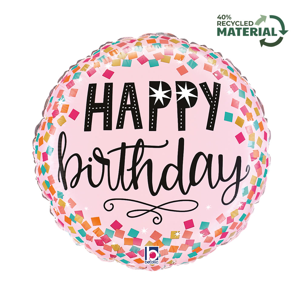 Grabo Pink Confetti Birthday 18" Foil Balloon