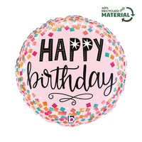 Grabo Pink Confetti Birthday 18" Foil Balloon