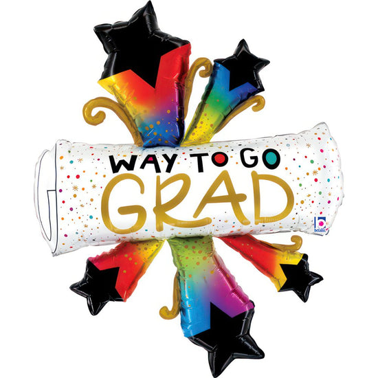 Grabo Bursting Star Grad Diploma 52" Foil Balloon