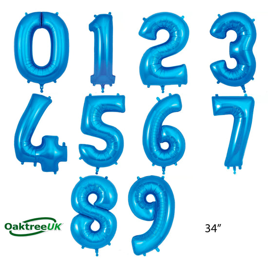 Oaktree Foil Balloon Blue 34" Numbers 0 - 9