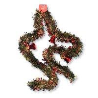 Uncle Bills Limited green tinsel with bells, 2m seasonal Christmas decoration