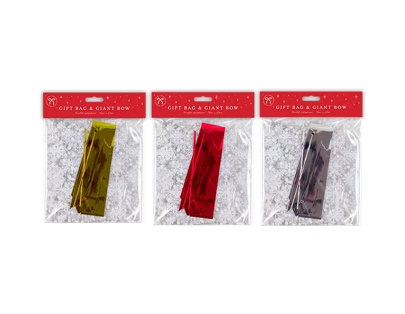 Christmas Cellophane Bag W/Gaint Bow 24pk