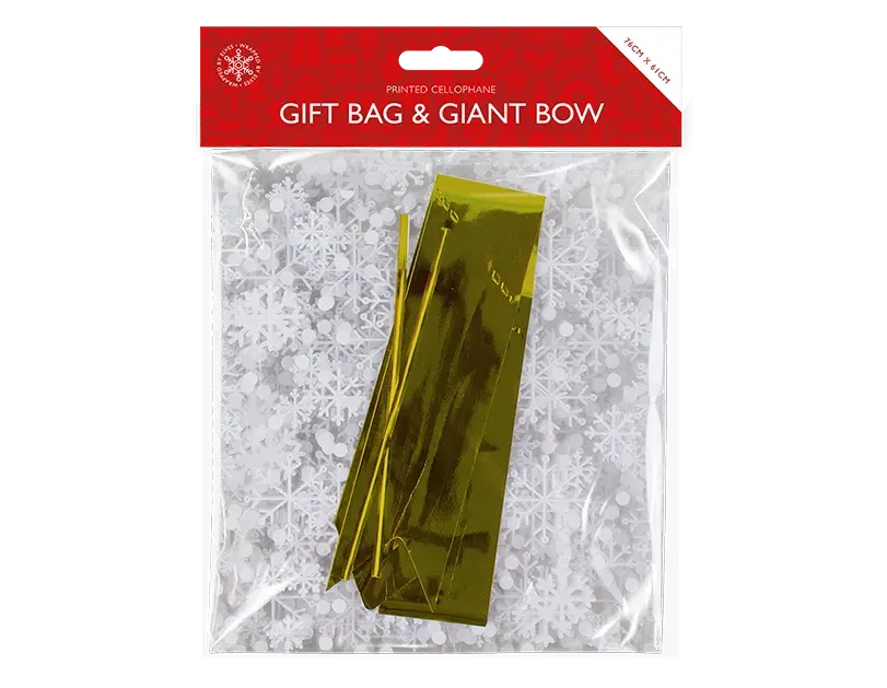 Christmas Cellophane Bag W/Gaint Bow 24pk