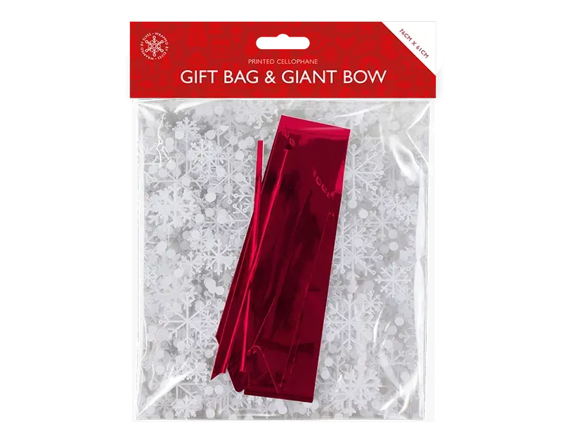 Christmas Cellophane Bag W/Gaint Bow 24pk