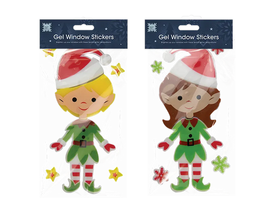 Christmas Elf Gel Window Sticker 24pk
