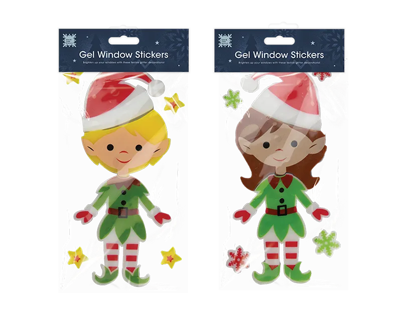 Christmas Elf Gel Window Sticker 24pk