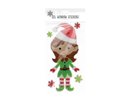 Christmas Elf Gel Window Sticker 24pk