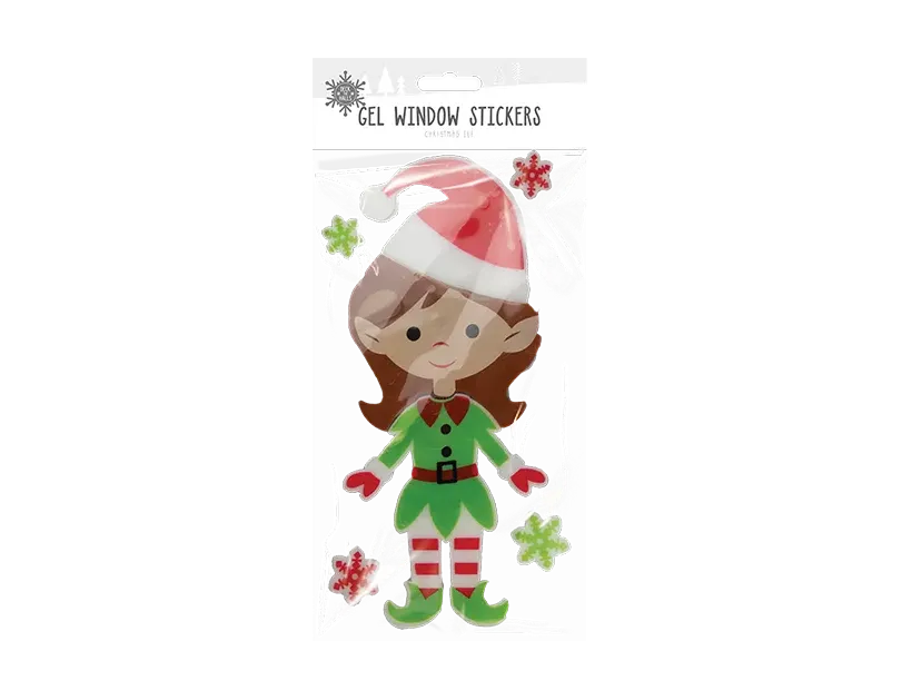 Christmas Elf Gel Window Sticker 24pk
