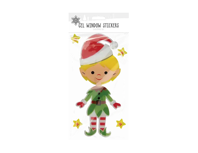 Christmas Elf Gel Window Sticker 24pk
