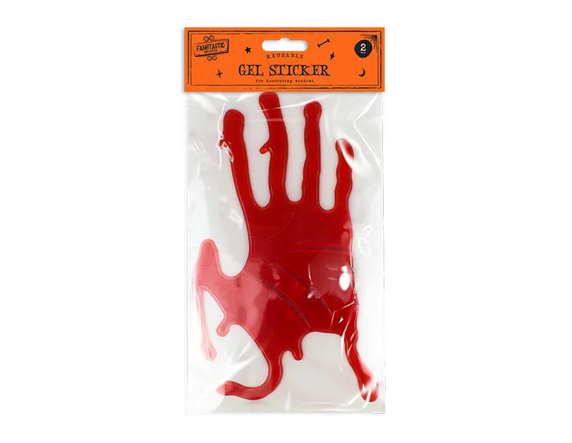 Bloody Hands Halloween Gel Stickers 2pk