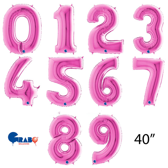 Grabo Foil Balloon Fuchsia 40" Numbers 0 - 9