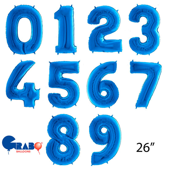 Grabo Foil Balloon Blue 26" Numbers 0 - 9
