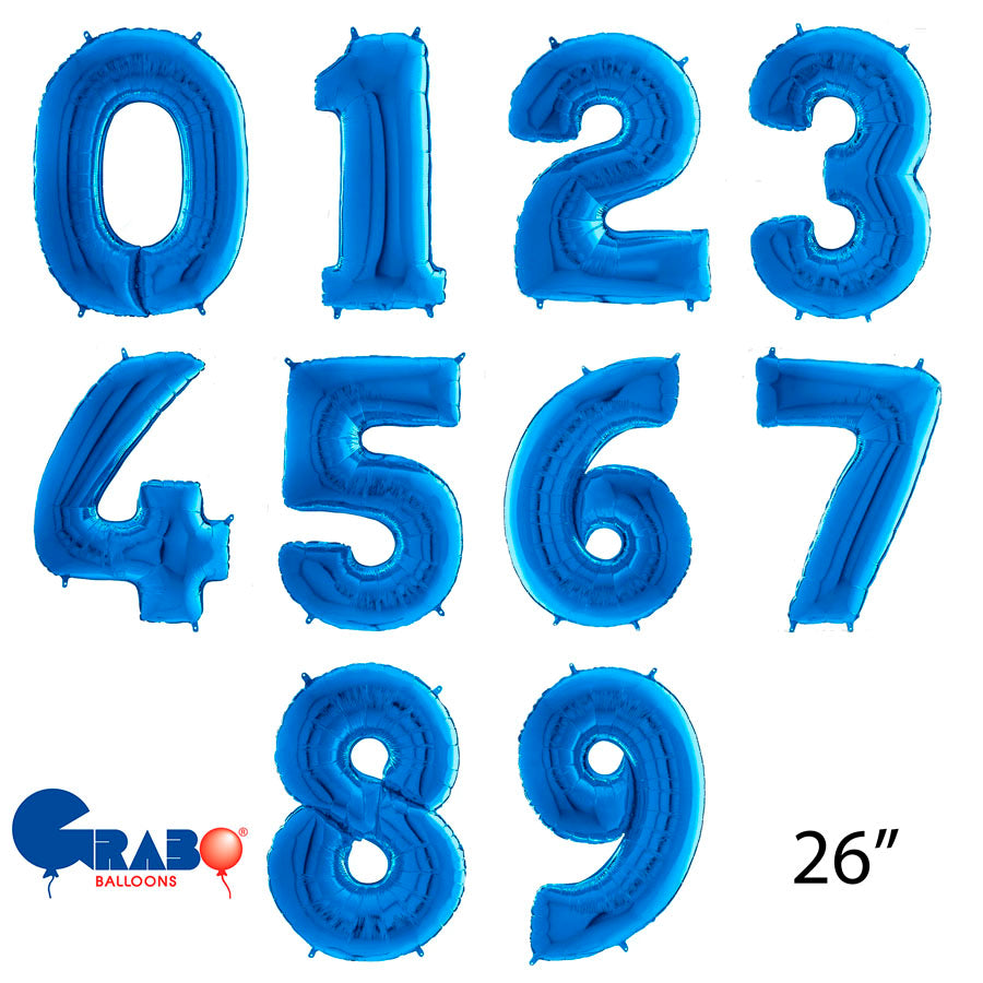 Grabo Foil Balloon Blue 26" Numbers 0 - 9
