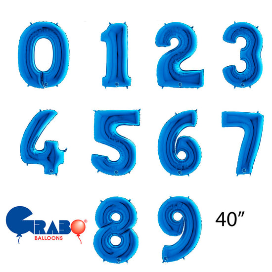Grabo Foil Balloon Blue 40" Numbers 0 - 9