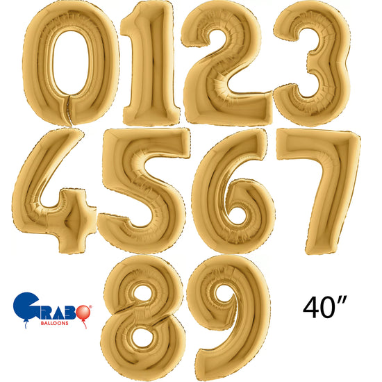 Grabo Foil Balloon Gold 40" Numbers 0 - 9