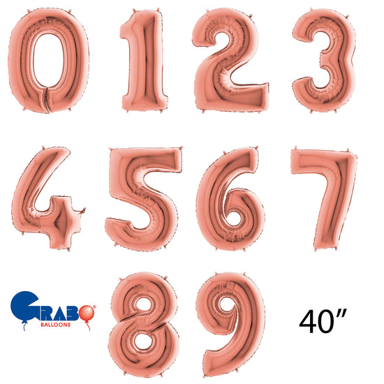 Grabo Foil Balloon Rose Gold 40" Numbers 0 - 9