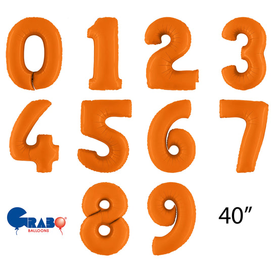 Grabo Foil Balloon Matte Orange 40" Numbers 0 - 9