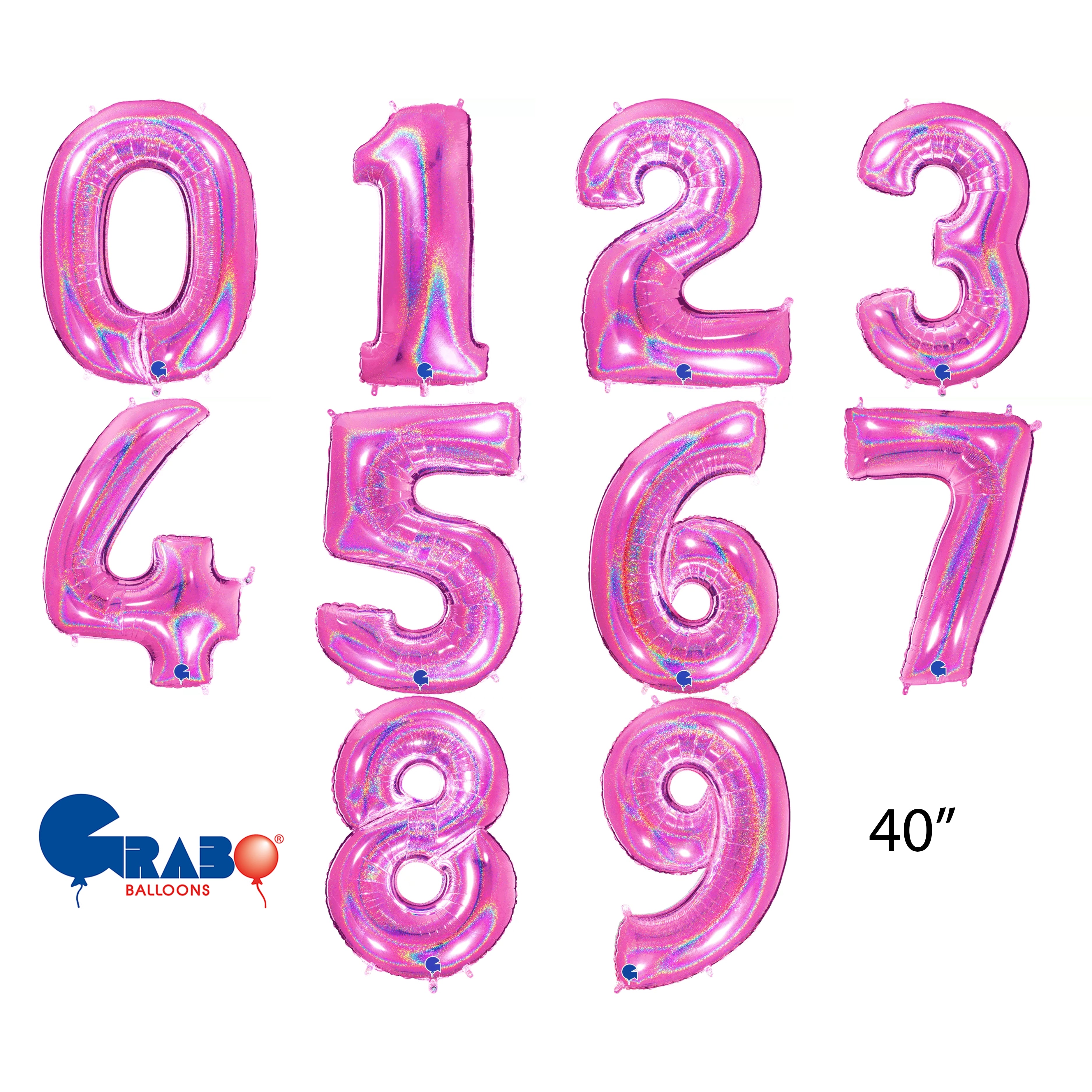 Grabo Foil Holo Glitter Fuchsia 40" Numbers 0 - 9