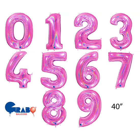 Grabo Foil Holo Glitter Fuchsia 40" Numbers 0 - 9