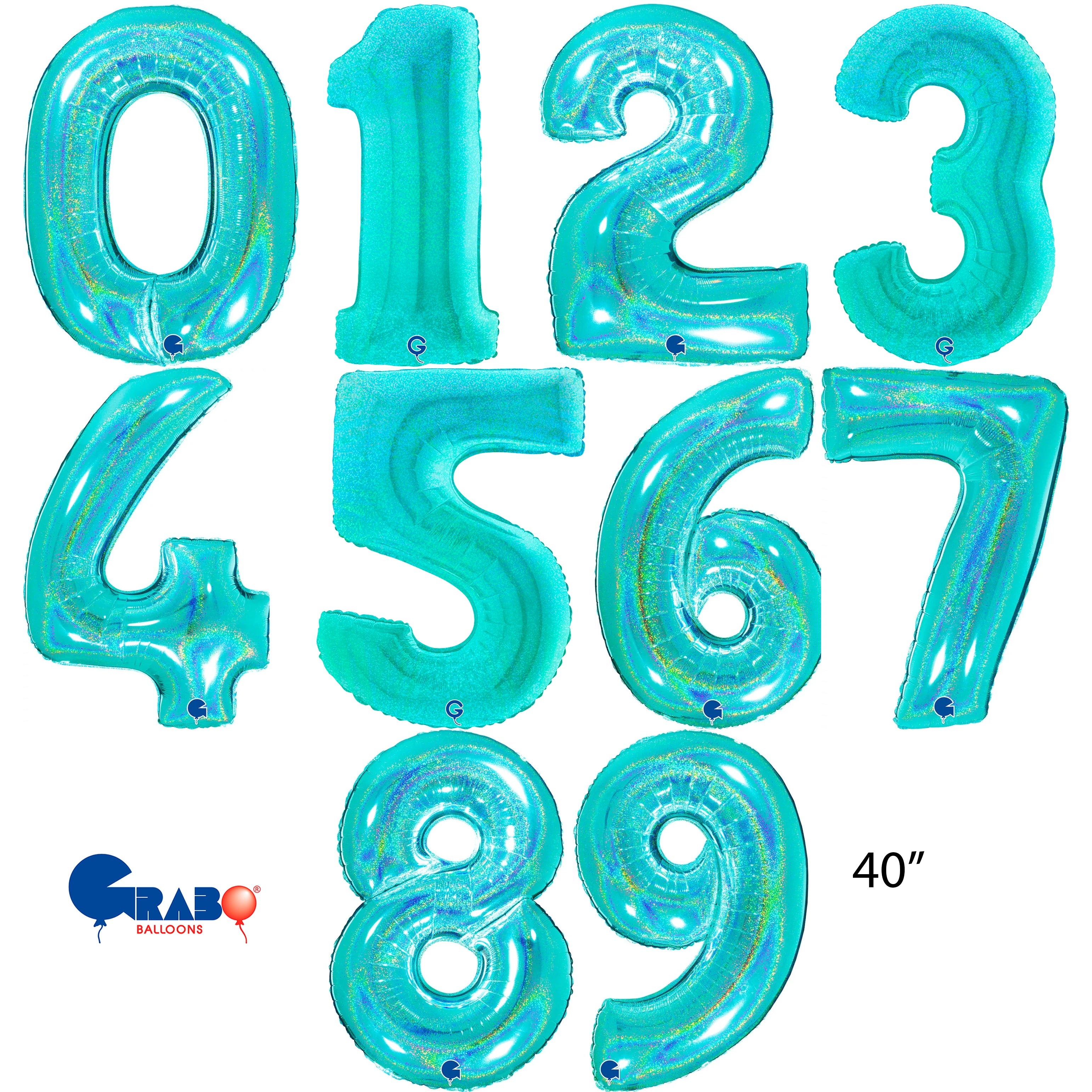Grabo Foil Holo Glitter Tiffany 40" Numbers 0 - 9