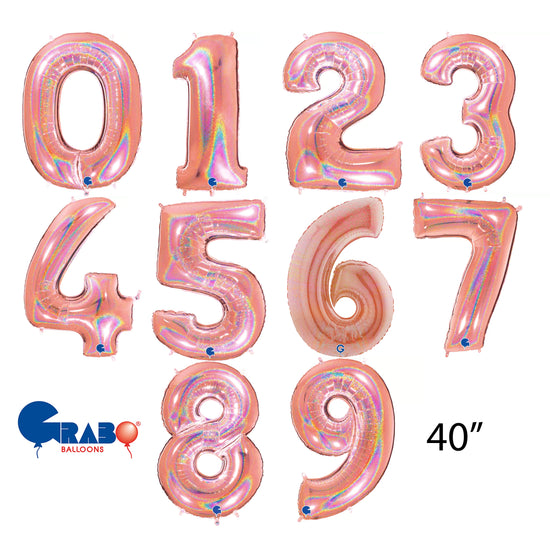 Grabo Foil Glitter Holo Rose Gold 40" Numbers 0 - 9