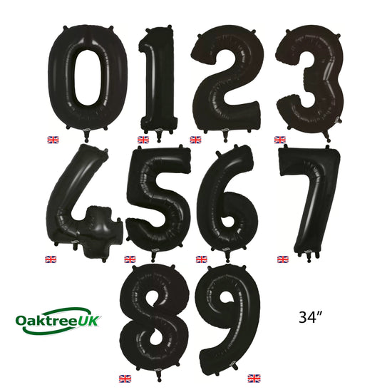 Oaktree Foil Balloon Black 34" Numbers 0 - 9
