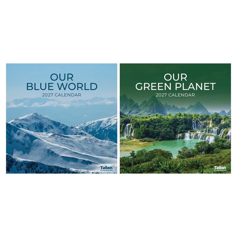 Calendar Square Blue World/Green Planet 2027 12pk