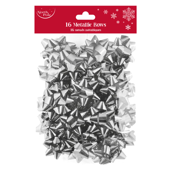 Eurowrap 16 Pack Bows Metallic Silver