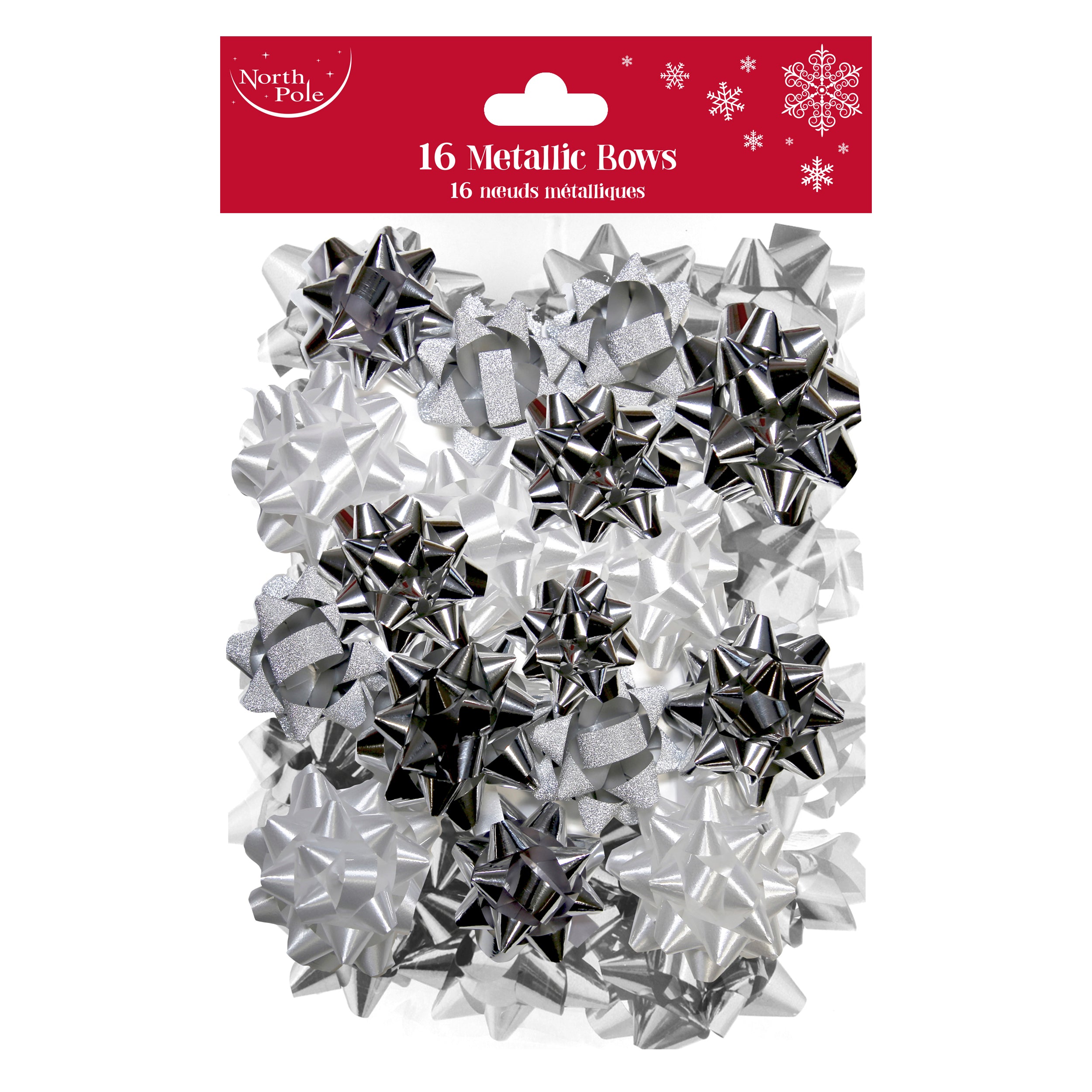 Eurowrap 16 Pack Bows Metallic Glitter Winter Mix