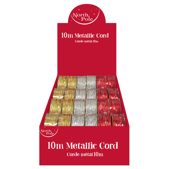 Eurowrap Ribbon Cord Elastic Metallic Assorted 10m
