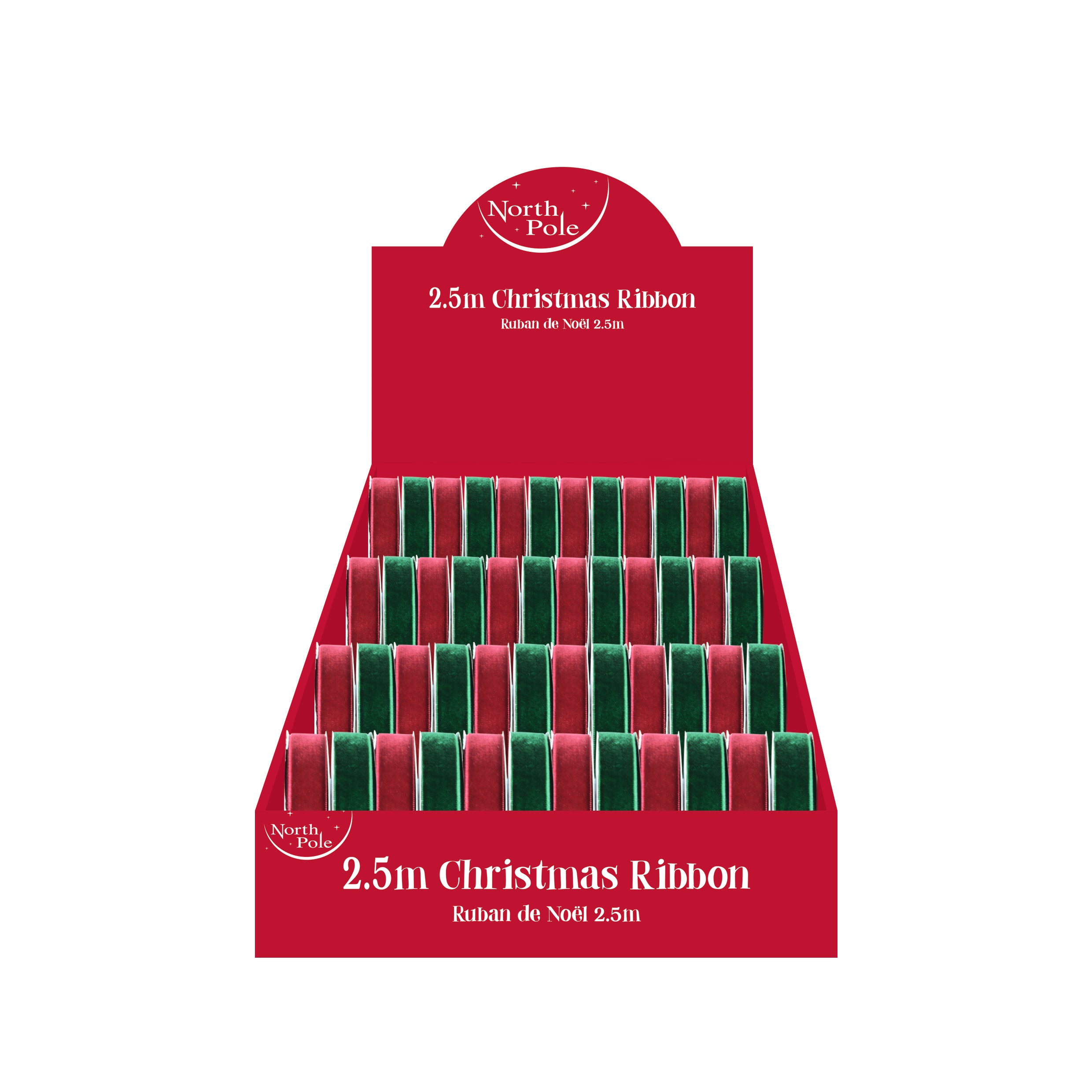 Eurowrap Ribbon Velvet Red & Green 2.5m
