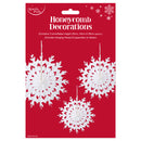 Eurowrap 3 Pack Decorations Honeycomb Snowflakes