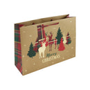 12pk Gift Bag Kraft Stag Tartan Text Shopper