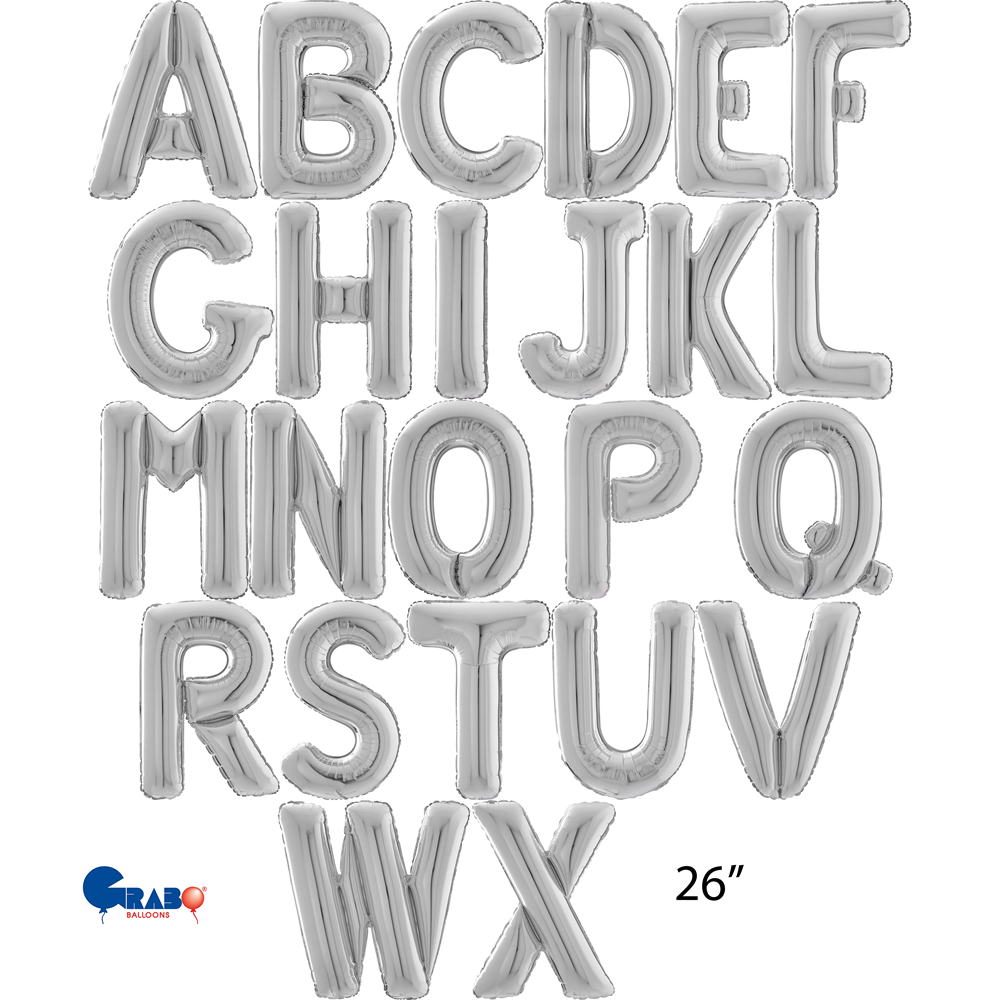 Grabo Foil Balloon Silver 26" Letters A - Z