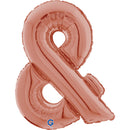 Rose gold 26-inch Grabo foil balloon featuring an ampersand symbol, from Tiger Feet.