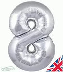 Oaktree Foil Balloon Silver 7" Number 8