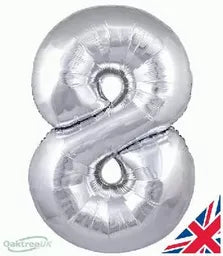 Oaktree Foil Balloon Silver 7" Number 8