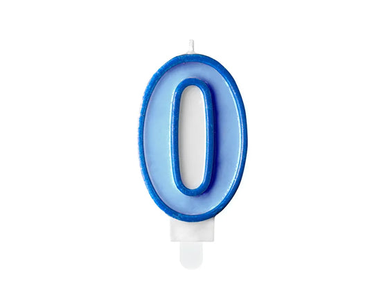 PartyDeco Party Candle Number 0 Blue 7cm