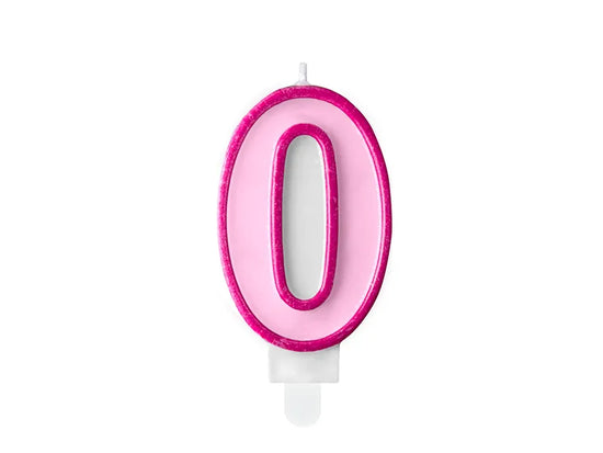 PartyDeco Party Candle Number 0 Pink 7cm