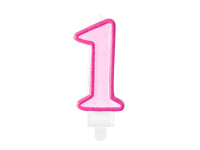 PartyDeco Party Candle Number 1 Pink 7cm