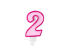 PartyDeco Party Candle Number 2 Pink 7cm