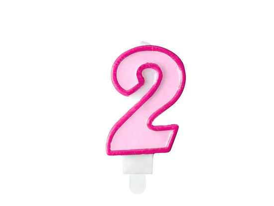 PartyDeco Party Candle Number 2 Pink 7cm