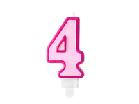 PartyDeco Party Candle Number 4 Pink 7cm