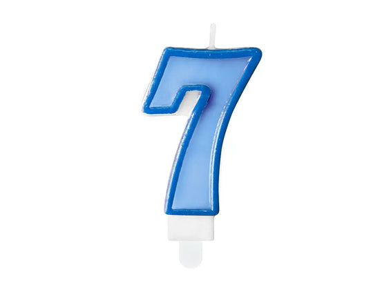 PartyDeco Party Candle Number 7 Blue 7cm