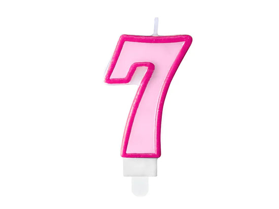 PartyDeco Party Candle Number 7 Pink 7cm