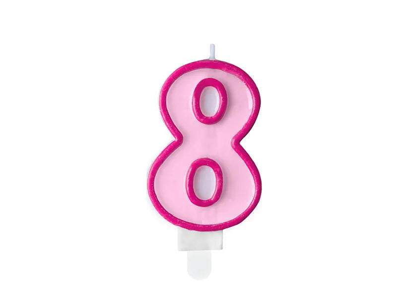 PartyDeco Party Candle Number 8 Pink 7cm