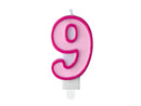 PartyDeco Party Candle Number 9 Pink 7cm