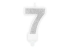 PartyDeco Party Candle Number 7 Glitter Silver 7cm